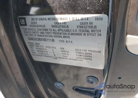 2009 Chevrolet Hhr Lt z USA, uszkodzony, nr VIN 3GNCA23BX9S511148